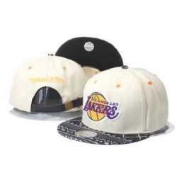 Lakers Team Logo Cream Mitchell & Ness Adjustable Hat GS