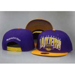 Lakers Team Logo Purple Mitchell & Ness Adjustable Hat LT
