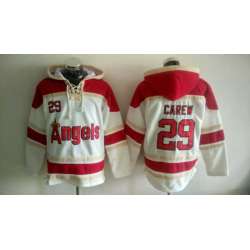 Los Angeles Angels Of Anaheim #29 Rod Carew White Sawyer Hooded Sweatshirt MLB Hoodie