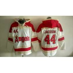 Los Angeles Angels Of Anaheim #44 Reggie Jackson White Sawyer Hooded Sweatshirt MLB Hoodie