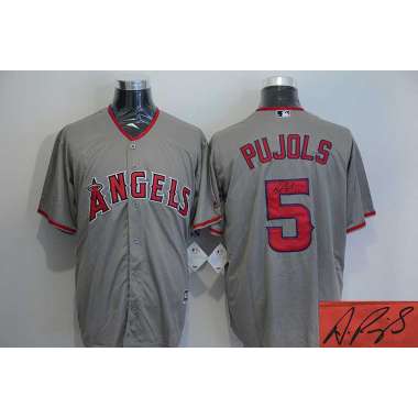 Los Angeles Angels Of Anaheim #5 Albert Pujols Gray New Cool Base Stitched Signature Edition Jersey
