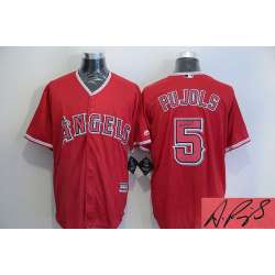 Los Angeles Angels Of Anaheim #5 Albert Pujols Red New Cool Base Stitched Signature Edition Jersey