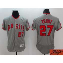 Los Angeles Angels of Anaheim #27 Mike Trout Gray Flexbase Collection Stitched Signature Edition Jersey