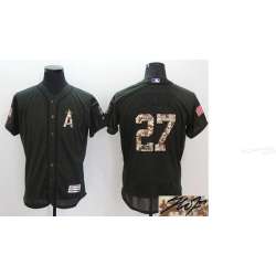 Los Angeles Angels of Anaheim #27 Mike Trout Green Salute To Service Flexbase Collection Stitched Signature Edition Jersey