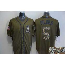 Los Angeles Angels of Anaheim #5 Albert Pujols Green Salute to Service Stitched Signature Edition Jersey