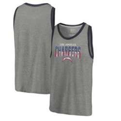 Los Angeles Chargers NFL Pro Line by Fanatics Branded Freedom Tri-Blend Tank Top - Heathered Gray