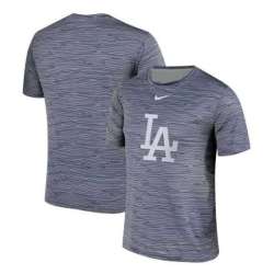 Los Angeles Dodgers Gray Black Striped Logo Performance T-Shirt