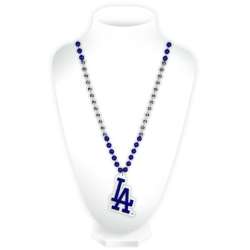 Los Angeles Dodgers Mardi Gras Beads with Medallion