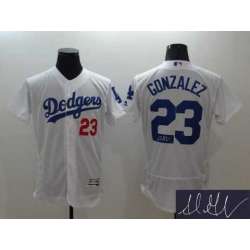 Los Angeles Dodgers #23 Adrian Gonzalez White Flexbase Collection Stitched Baseball Signature Edition Jersey