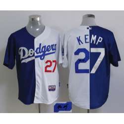 Los Angeles Dodgers #27 Matt Kemp Blue And White Split Signature Edition Jerseys