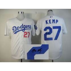 Los Angeles Dodgers #27 Matt Kemp White Signature Edition Jerseys
