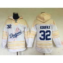 Los Angeles Dodgers #32 Sandy Koufax Cream Sawyer Hooded Sweatshirt Stitched NHL Hoodie