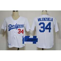 Los Angeles Dodgers #34 Valenzuela White Signature Edition Jerseys