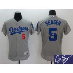 Los Angeles Dodgers #5 Corey Seager Gray Flexbase Collection Stitched Signature Edition Jersey
