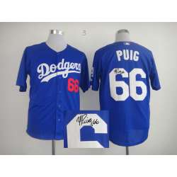 Los Angeles Dodgers #66 Yasiel Puig Blue Signature Edition Jerseys