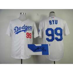 Los Angeles Dodgers #99 Hyun-Jin Ryu White Signature Edition Jerseys