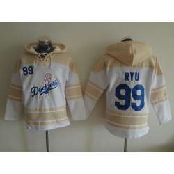 Los Angeles Dodgers #99 Hyun-Jin Ryu White Stitched Hoodie