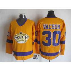 Los Angeles Kings #30 Vachon Yellow-Purple CCM Throwback Jerseys