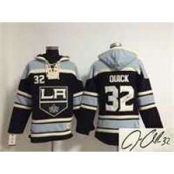 Los Angeles Kings #32 Jonathan Quick Black Stitched Signature Edition Hoodie