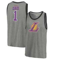 Los Angeles Lakers Fanatics Branded Greatest Dad Tri-Blend Tank Top - Heathered Gray