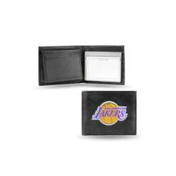 Los Angeles Lakers Wallet Billfold Leather Embroidered Black