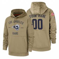 Los Angeles Rams Customized Nike Tan Salute To Service Name & Number Sideline Therma Pullover Hoodie