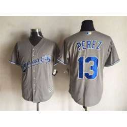 Majestic Kansas City Royals #13 Salvador Perez Gray Stitched Jerseys
