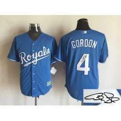Majestic Kansas City Royals #4 Alex Gordon Blue New Cool Base Stitched Signature Edition Jersey