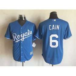 Majestic Kansas City Royals #6 Cain Blue Stitched Jerseys