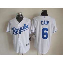 Majestic Kansas City Royals #6 Cain White MLB Stitched Jerseys