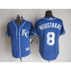 Majestic Kansas City Royals #8 Mike Moustakas Blue MLB Stitched Jerseys