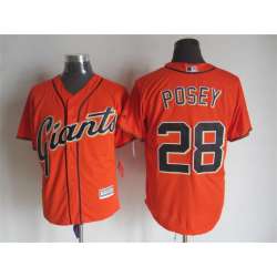 Majestic San Francisco Giants #28 Buster Posey Orange MLB Stitched Jerseys