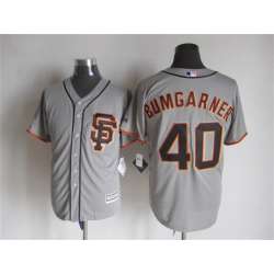 Majestic San Francisco Giants #40 Madison Bumgarner Gray MLB Stitched Jerseys