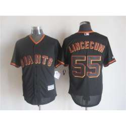 Majestic San Francisco Giants #55 Tim Lincecum Black MLB Stitched Jerseys