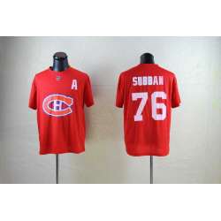 Men Montreal Canadiens #76 P.K Subban Player Name and Number T-Shirt Red