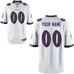 Men Nike Baltimore Ravens Customized White Team Color Stitched NFL Game Jersey