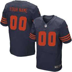Men Nike Chicago Bears Customized Navy Blue With Orange Team Color Stitched NFL Elite Jersey