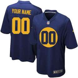 Men Nike Green Bay Packers Customized Navy Blue Alternate Stitched NFL Game Jersey