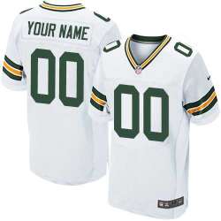 Men Nike Green Bay Packers Customized White Team Color Stitched NFL Elite Jersey