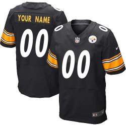 Men Nike Pittsburgh Steelers Customized Black Team Color Stitched NFL Elite Jersey