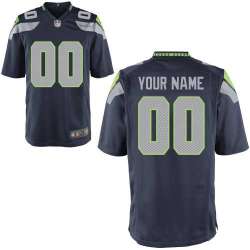 Men Nike Seattle Seahawks Customized Navy Blue Team Color Stitched NFL Game Jersey