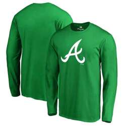 Men's Atlanta Braves Fanatics Branded Kelly Green St. Patrick's Day White Logo Long Sleeve T-Shirt