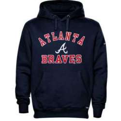 Men's Atlanta Braves Stitches Fastball Fleece Pullover Hoodie-Navy Blue