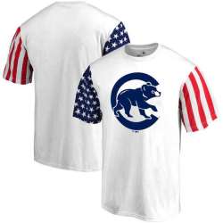 Men's Chicago Cubs Fanatics Branded Stars & Stripes T-Shirt White FengYun