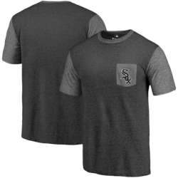 Men\'s Chicago White Sox Fanatics Branded Black-Heather Gray Refresh Pocket T-Shirt 90Hou