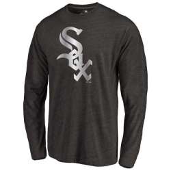 Men's Chicago White Sox Platinum Collection Long Sleeve Tri-Blend T-Shirt LanTian - Black