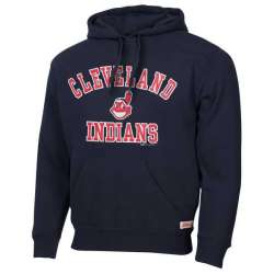 Men\'s Cleveland Indians Stitches Fastball Fleece Pullover Hoodie-Navy Blue