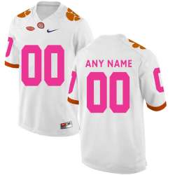 Men\'s Customized Clemson Tigers White Breast Cancer Awareness College Football Jersey
