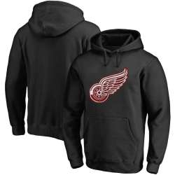 Men's Customized Detroit Red Wings Black All Stitched Pullover Hoodie
