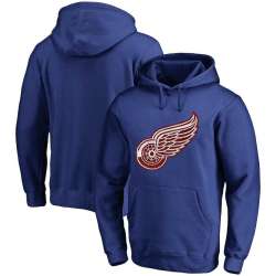 Men\'s Customized Detroit Red Wings Blue All Stitched Pullover Hoodie